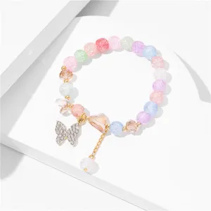 Multicolor Acrylic & 18K Gold-Plated Heart & Butterfly Beaded Stretch Bracelet