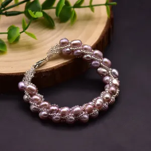 Natural Freshwater Pearl Braided Bracelet Woman Fashion Charm Jewelry 7.7"