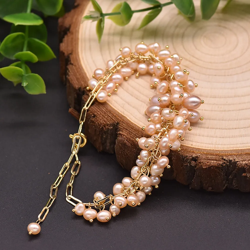 Natural Freshwater Pearl Braided Bracelet Women Fashion Beautiful Jewelry Gift