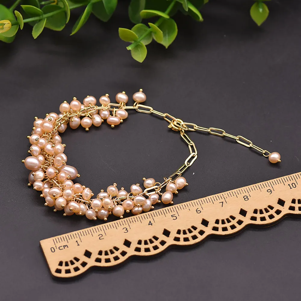Natural Freshwater Pearl Braided Bracelet Women Fashion Beautiful Jewelry Gift