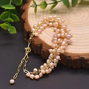 Natural Freshwater Pearl Braided Bracelet Women Fashion Beautiful Jewelry Gift