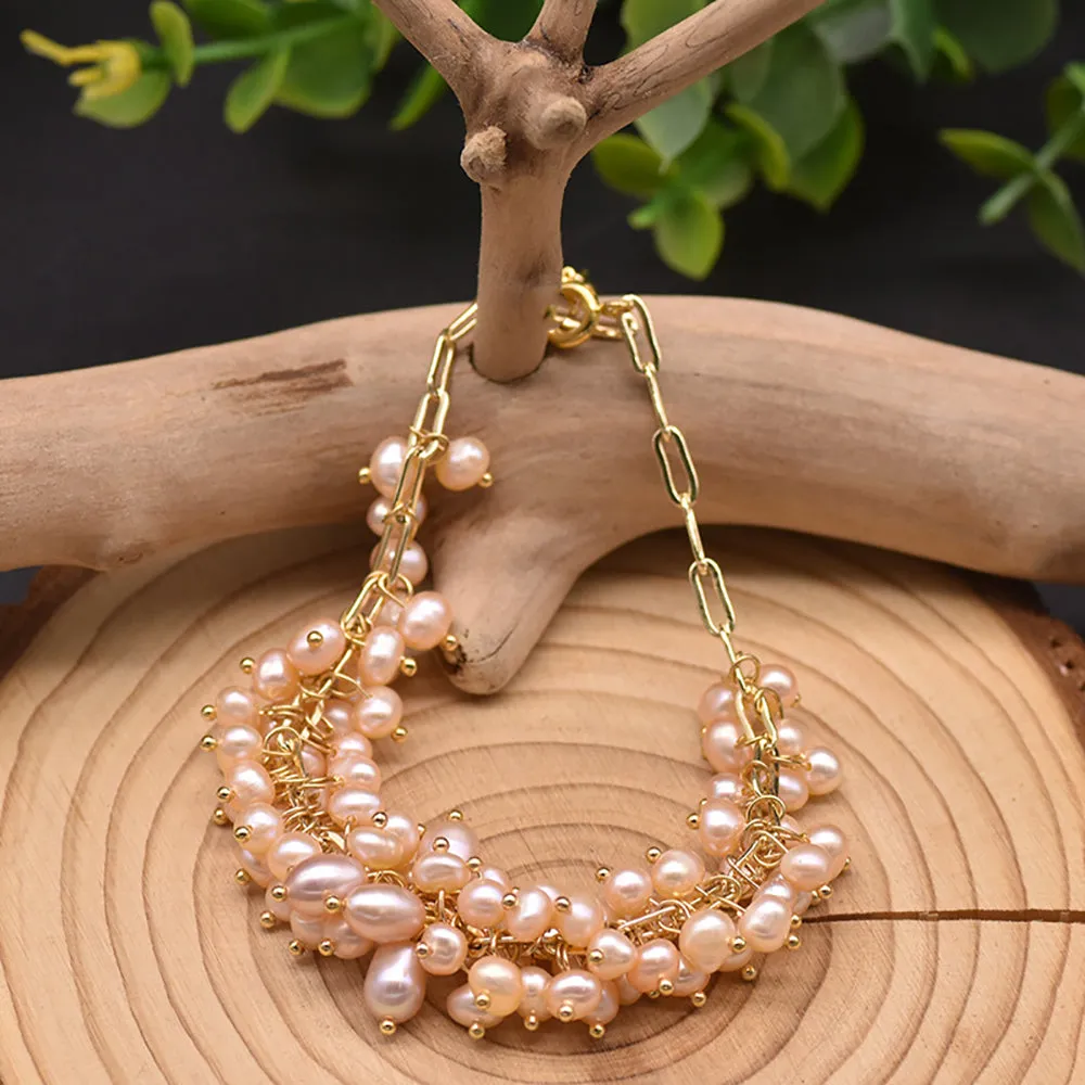 Natural Freshwater Pearl Braided Bracelet Women Fashion Beautiful Jewelry Gift