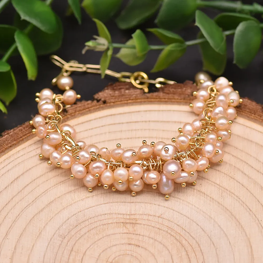 Natural Freshwater Pearl Braided Bracelet Women Fashion Beautiful Jewelry Gift