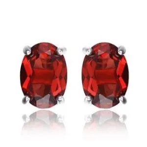 Natural Garnet Stud Earring