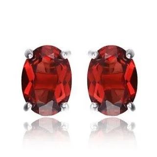 Natural Garnet Stud Earring