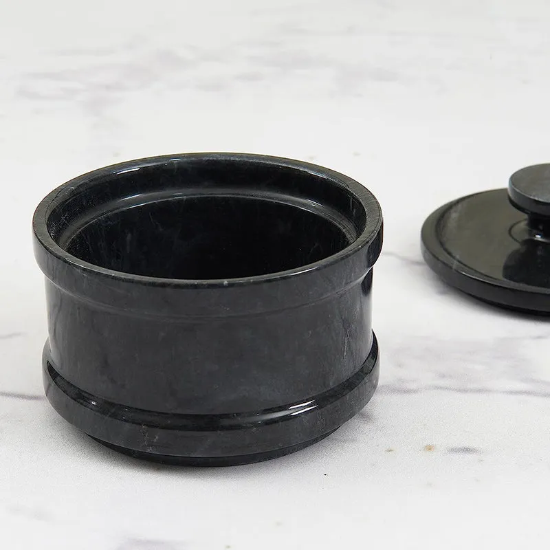 Natural Marble Salt Cellar with Serving Spoon