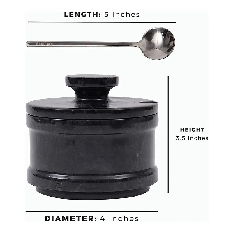 Natural Marble Salt Cellar with Serving Spoon