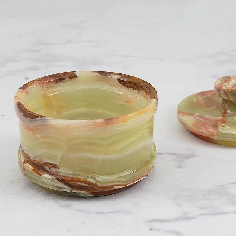 Natural Marble Salt Cellar with Serving Spoon