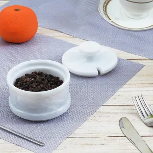 Natural Marble Salt Cellar with Serving Spoon