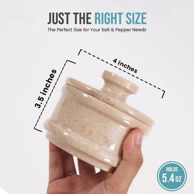 Natural Marble Salt Cellar with Serving Spoon