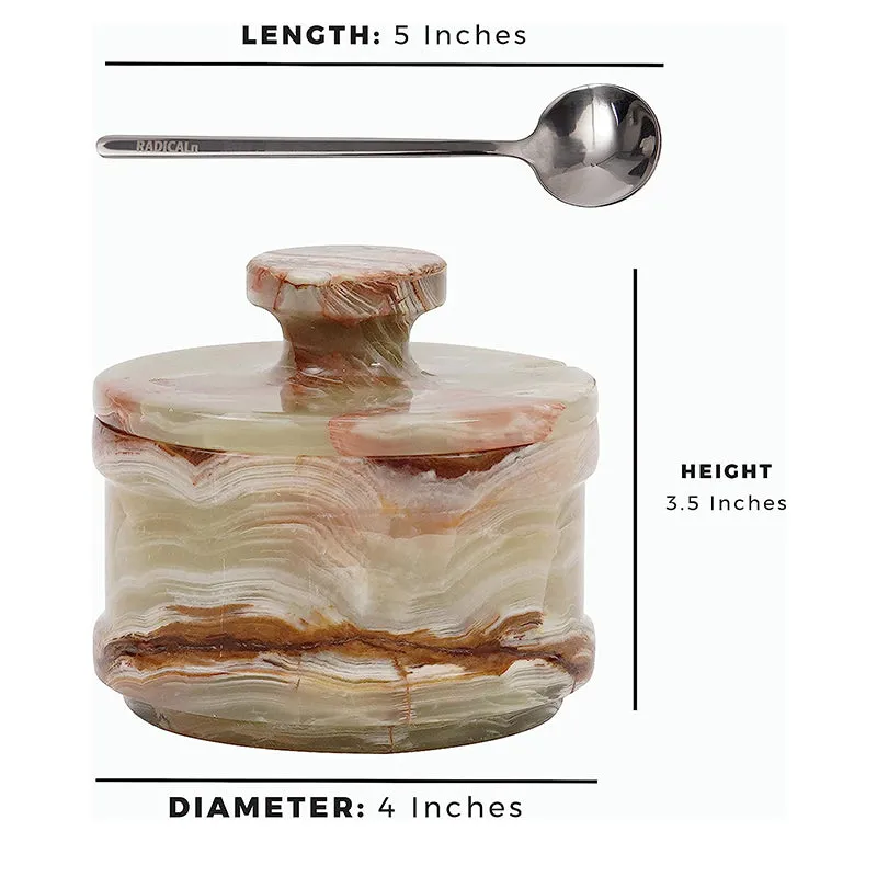 Natural Marble Salt Cellar with Serving Spoon