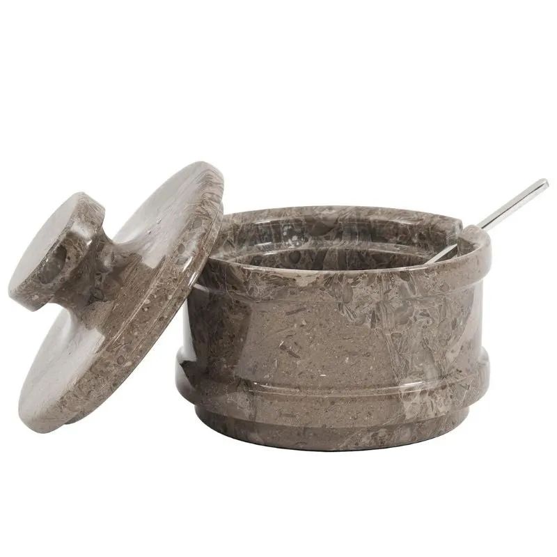 Natural Marble Salt Cellar with Serving Spoon