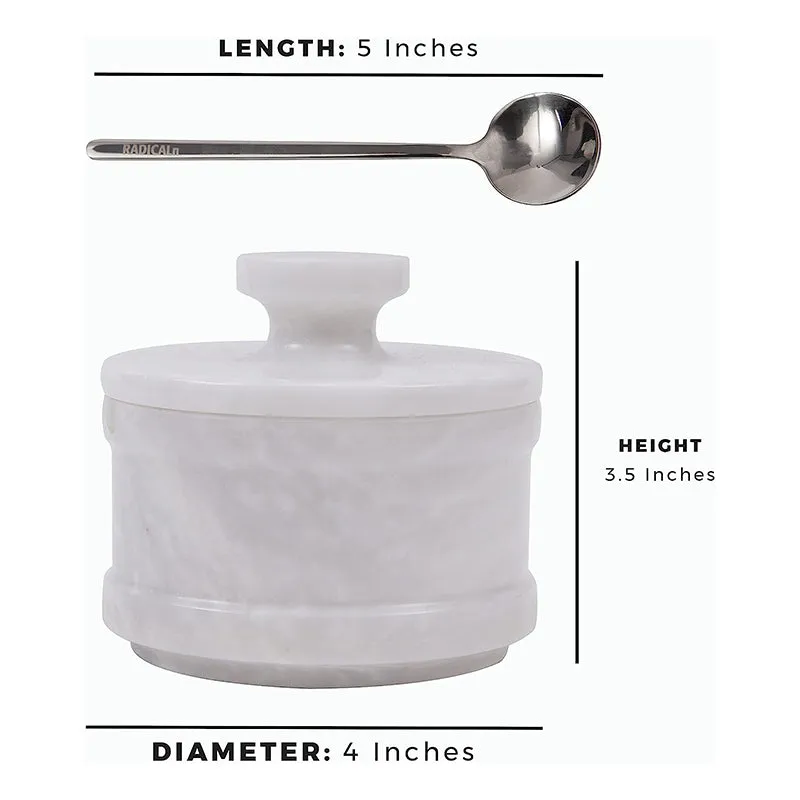 Natural Marble Salt Cellar with Serving Spoon