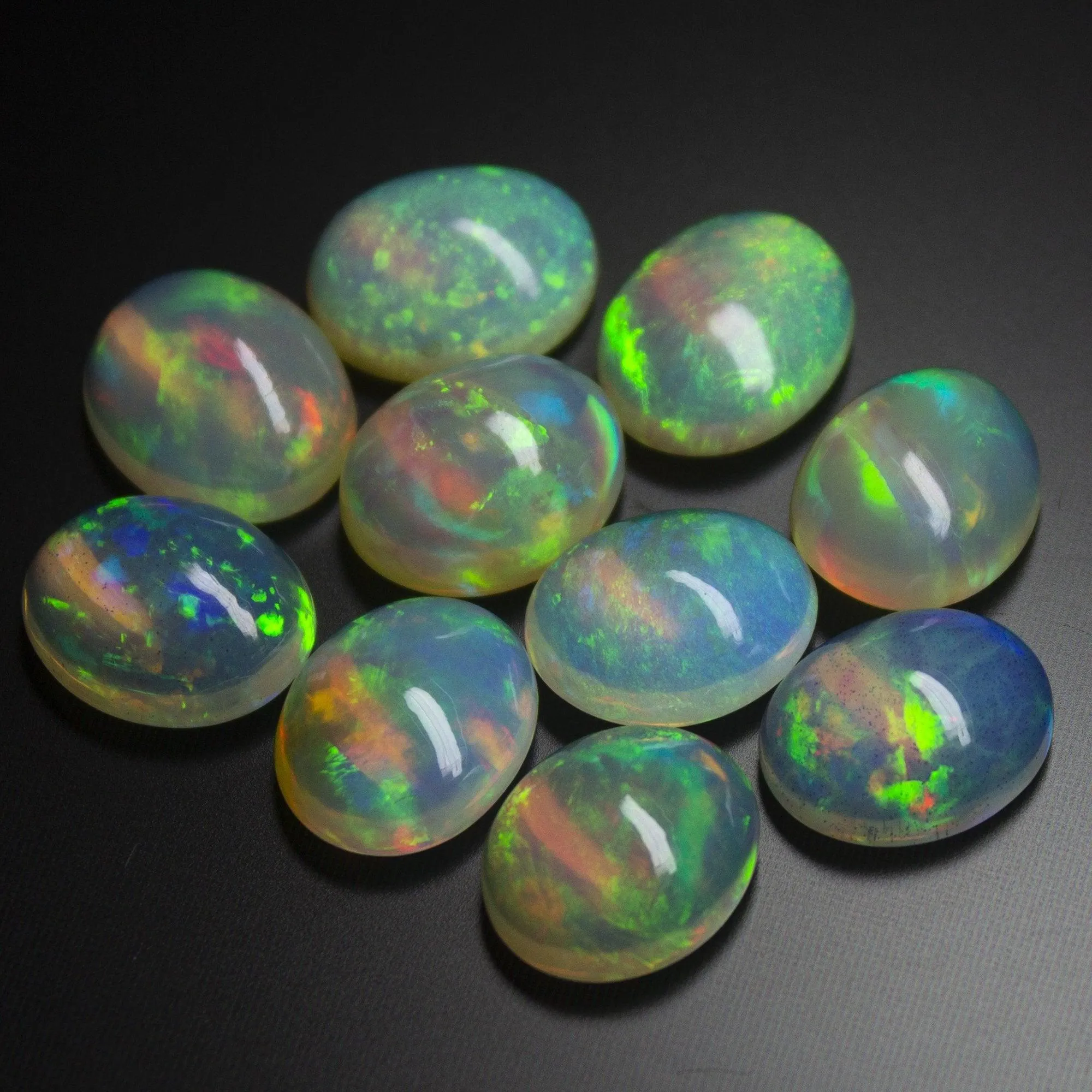 Natural Top Quality Welo Ethiopian Fire Opal Smooth Oval Cabochon Loose Gemstone 2pc 11x9mm