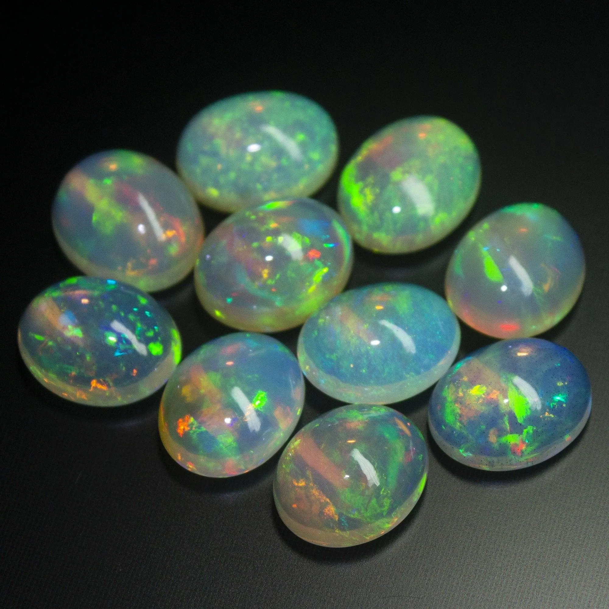 Natural Top Quality Welo Ethiopian Fire Opal Smooth Oval Cabochon Loose Gemstone 2pc 11x9mm