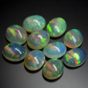 Natural Top Quality Welo Ethiopian Fire Opal Smooth Oval Cabochon Loose Gemstone 2pc 11x9mm