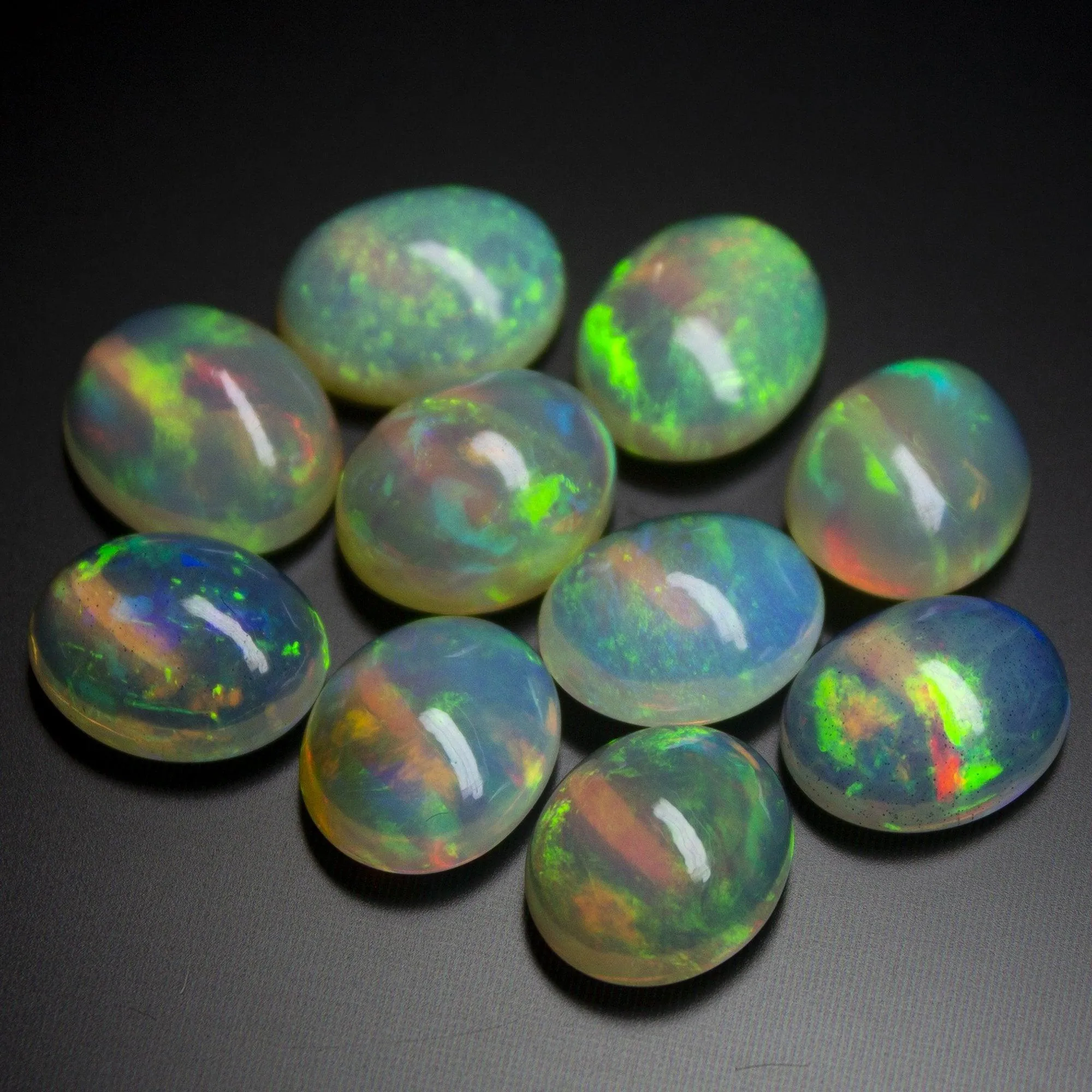 Natural Top Quality Welo Ethiopian Fire Opal Smooth Oval Cabochon Loose Gemstone 2pc 11x9mm