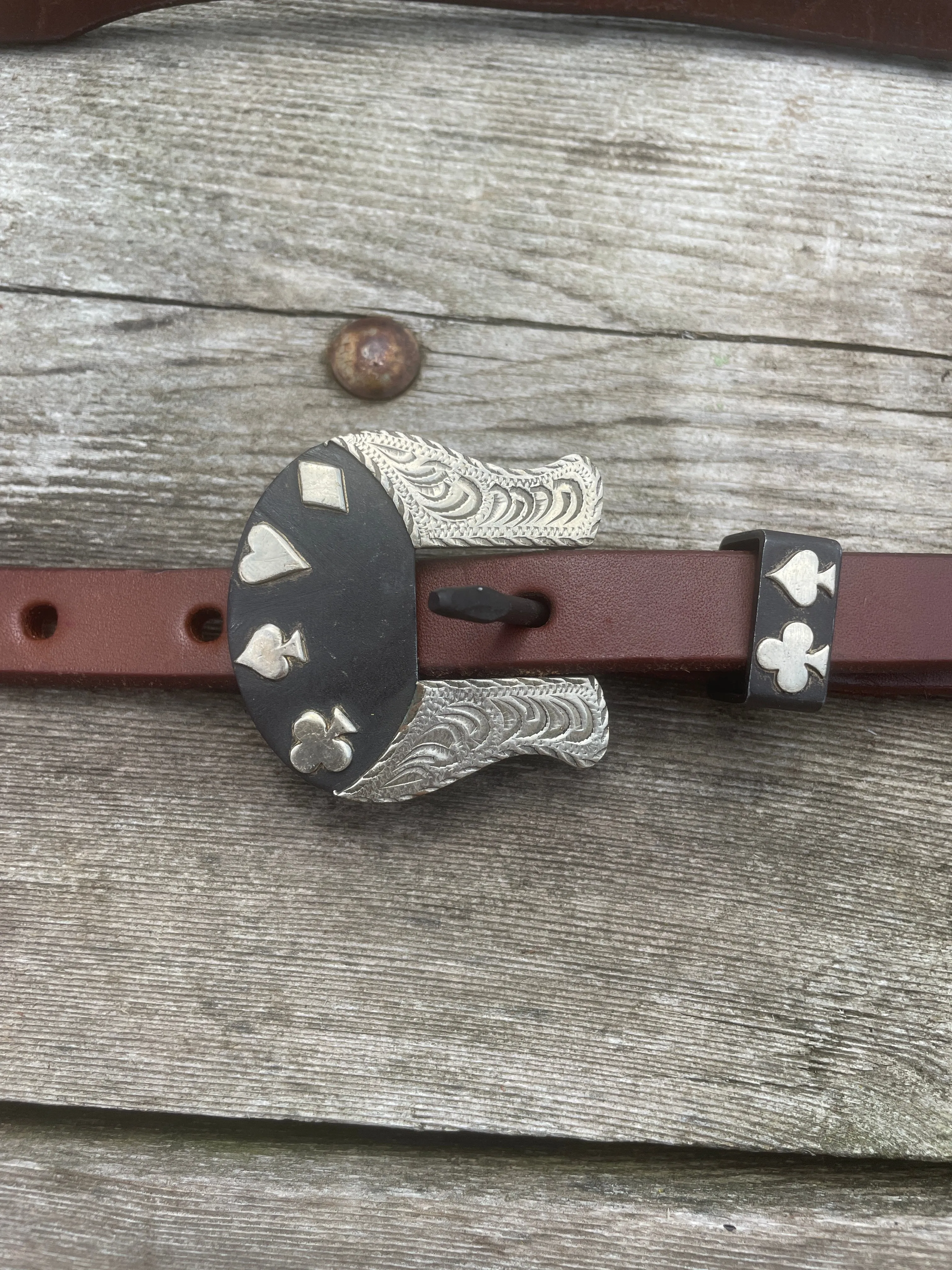 Oiled Harness Single Ear Headstall With Cowboy Gambler Buckle
