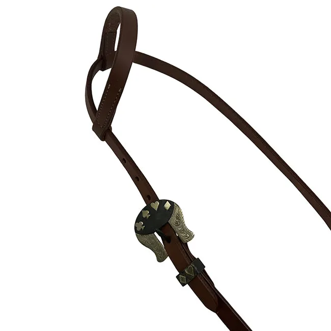 Oiled Harness Single Ear Headstall With Cowboy Gambler Buckle