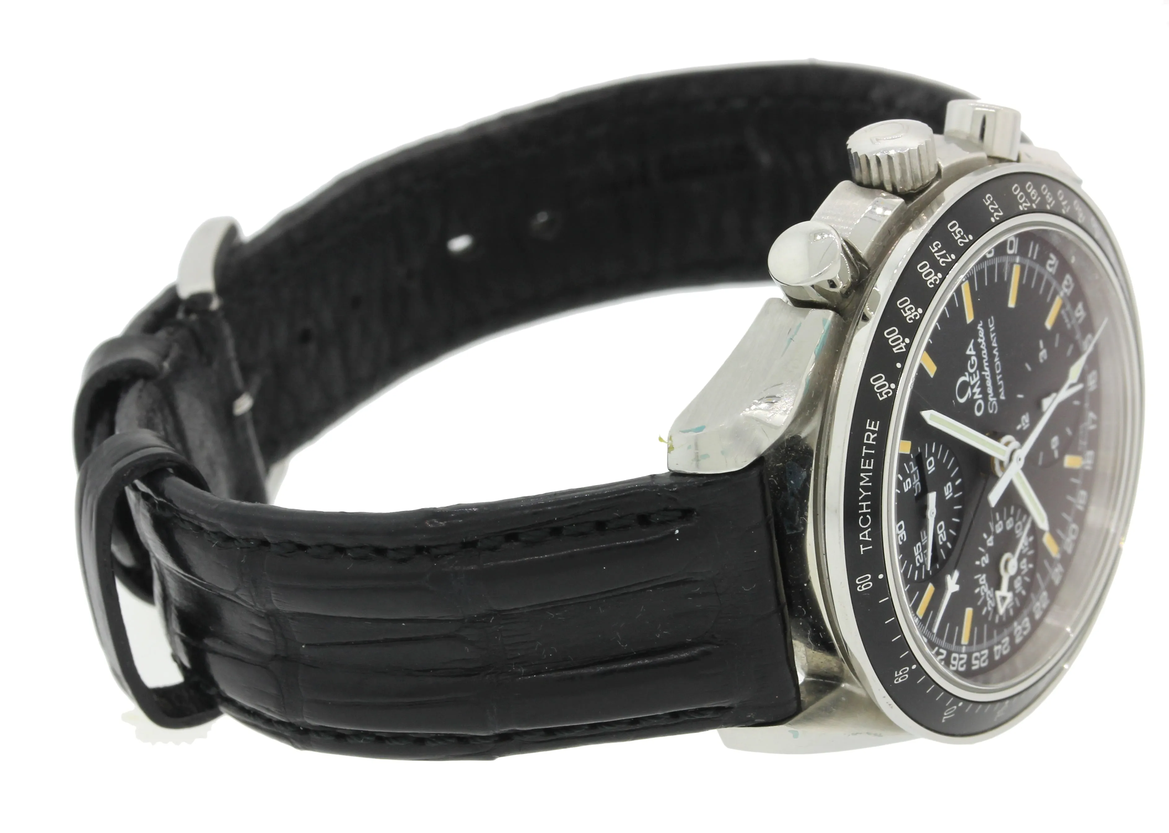 Omega Speedmaster Triple Date Black Chronograph 3820.50 39mm Steel Watch wBox J8