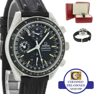 Omega Speedmaster Triple Date Black Chronograph 3820.50 39mm Steel Watch wBox J8