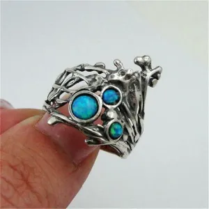 Opal Peacock Ring 925 Sterling Silver  sz 6,7,8,8.5,9 Handmade Hadar Designers(H