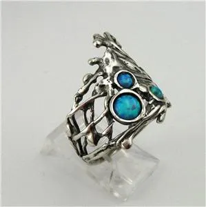 Opal Peacock Ring 925 Sterling Silver  sz 6,7,8,8.5,9 Handmade Hadar Designers(H