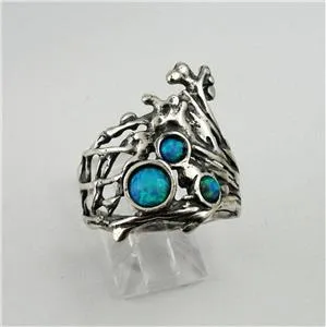 Opal Peacock Ring 925 Sterling Silver  sz 6,7,8,8.5,9 Handmade Hadar Designers(H
