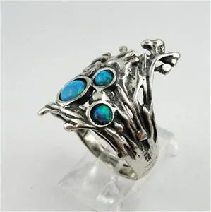 Opal Peacock Ring 925 Sterling Silver  sz 6,7,8,8.5,9 Handmade Hadar Designers(H