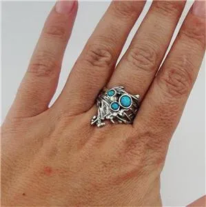 Opal Peacock Ring 925 Sterling Silver  sz 6,7,8,8.5,9 Handmade Hadar Designers(H