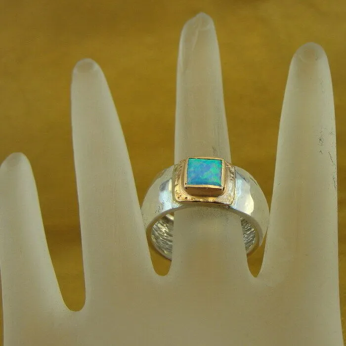 Opal Ring 9k Rose Gold  925 Silver 7,8,9,9.5 Handmade Hadar Designers  (I r80)y