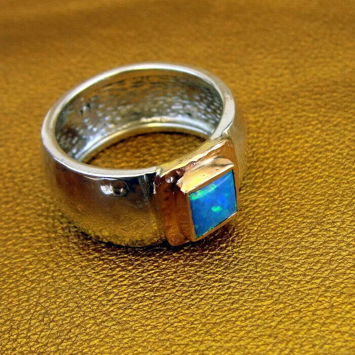Opal Ring 9k Rose Gold  925 Silver 7,8,9,9.5 Handmade Hadar Designers  (I r80)y