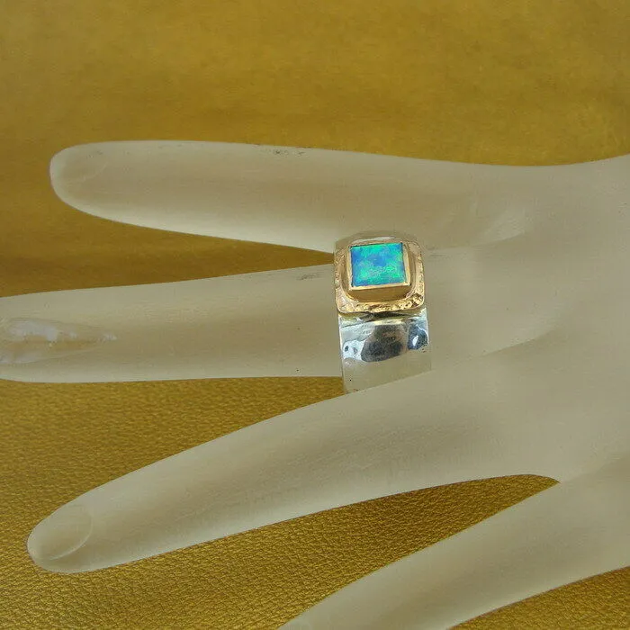 Opal Ring 9k Rose Gold  925 Silver 7,8,9,9.5 Handmade Hadar Designers  (I r80)y
