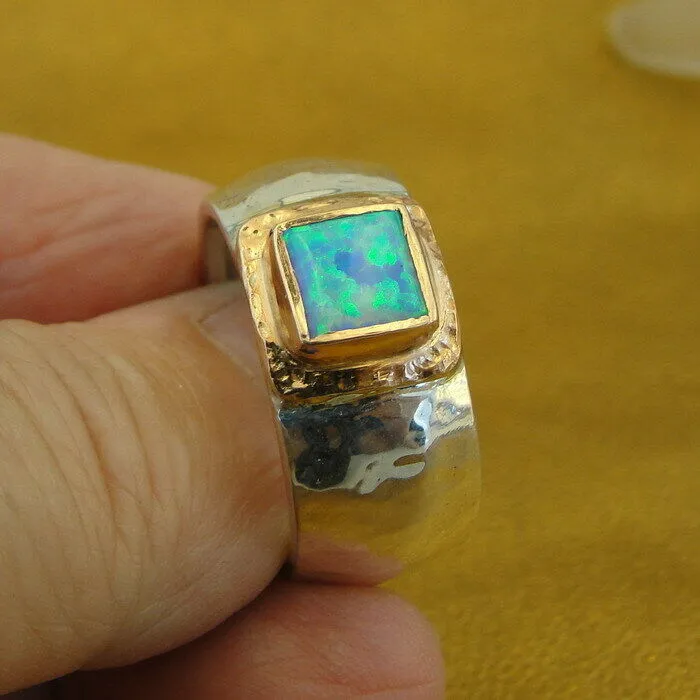 Opal Ring 9k Rose Gold  925 Silver 7,8,9,9.5 Handmade Hadar Designers  (I r80)y