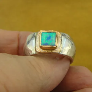 Opal Ring 9k Rose Gold  925 Silver 7,8,9,9.5 Handmade Hadar Designers  (I r80)y