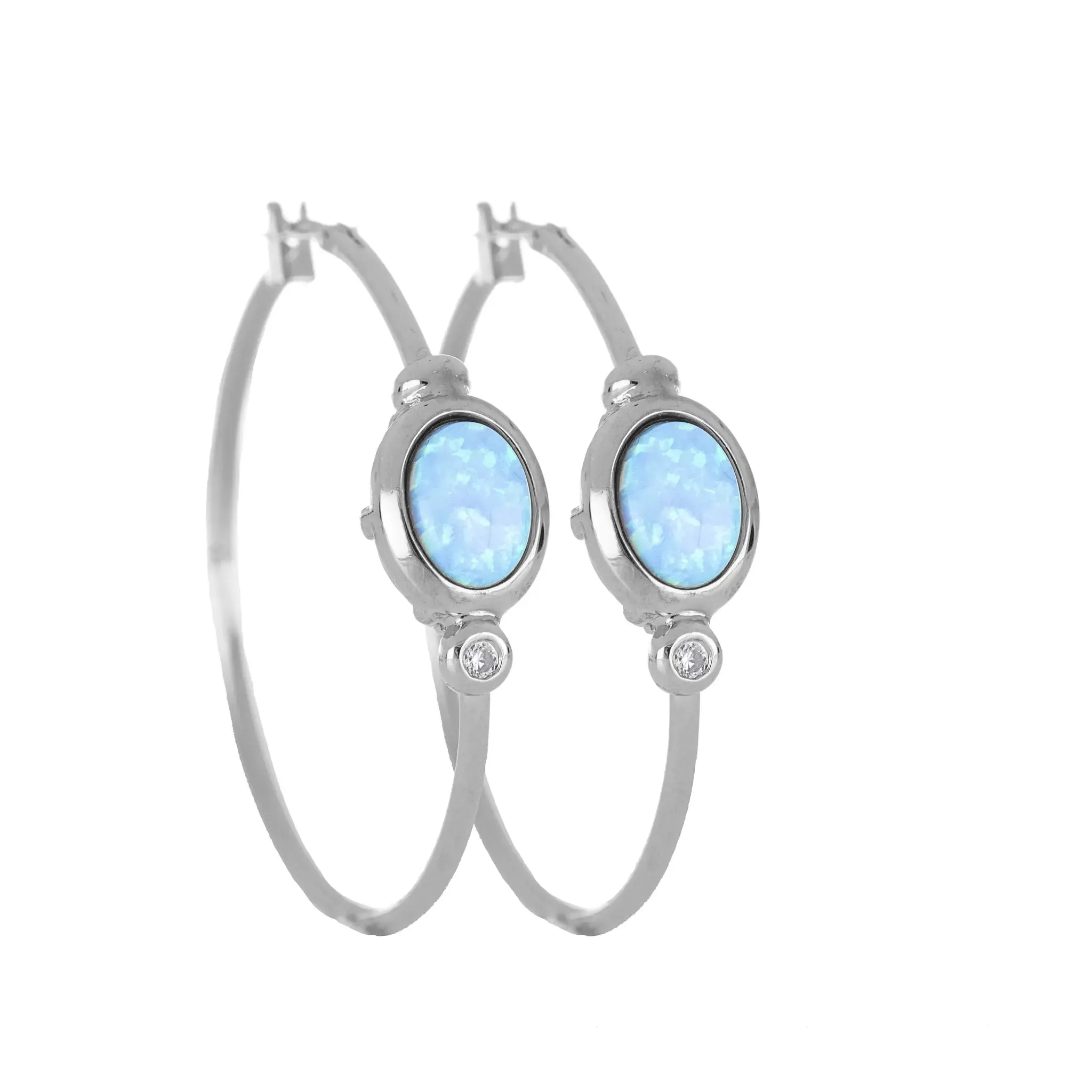 Opalas do Mar Collection - Blue Opal Oval Hoop Earrings