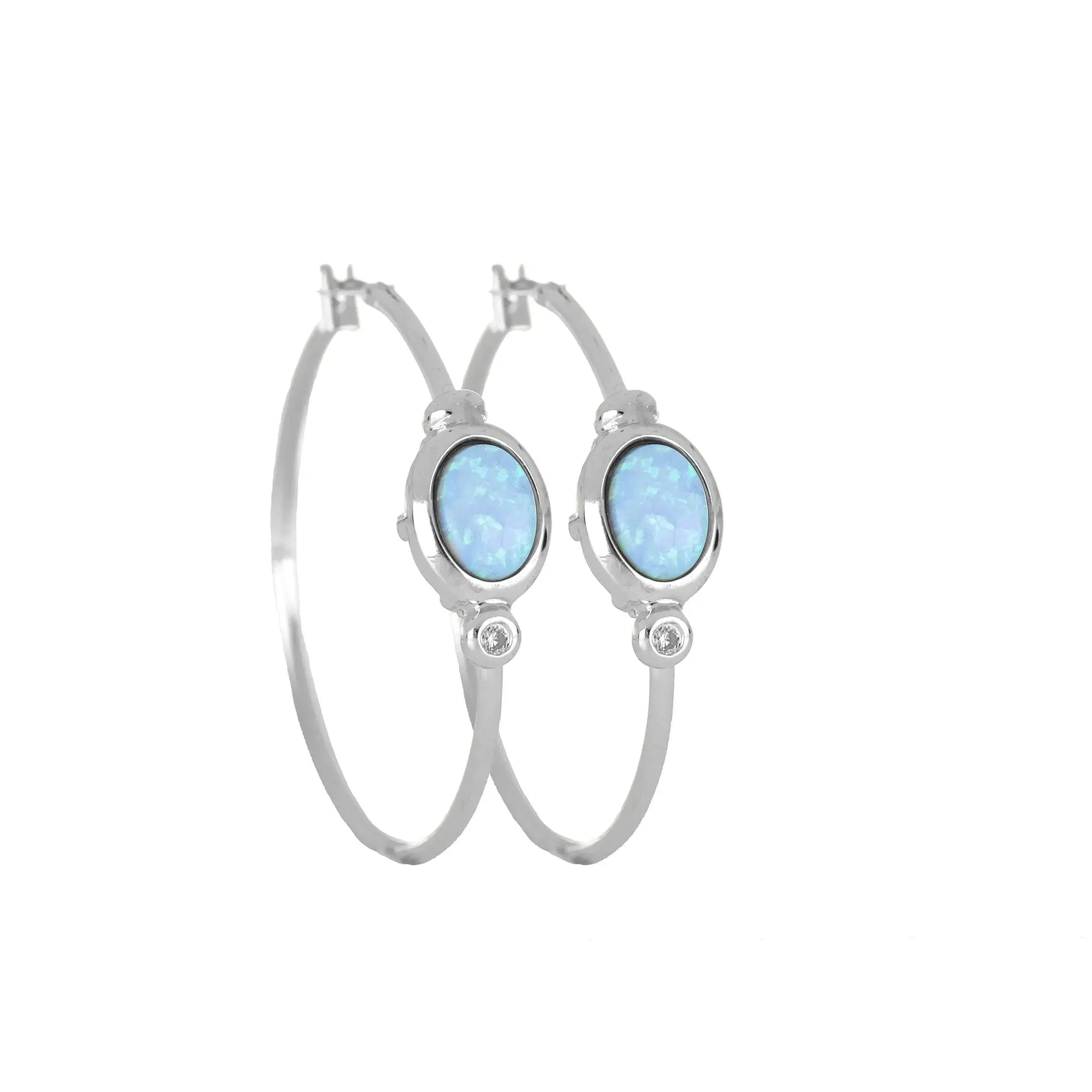 Opalas do Mar Collection - Blue Opal Oval Hoop Earrings