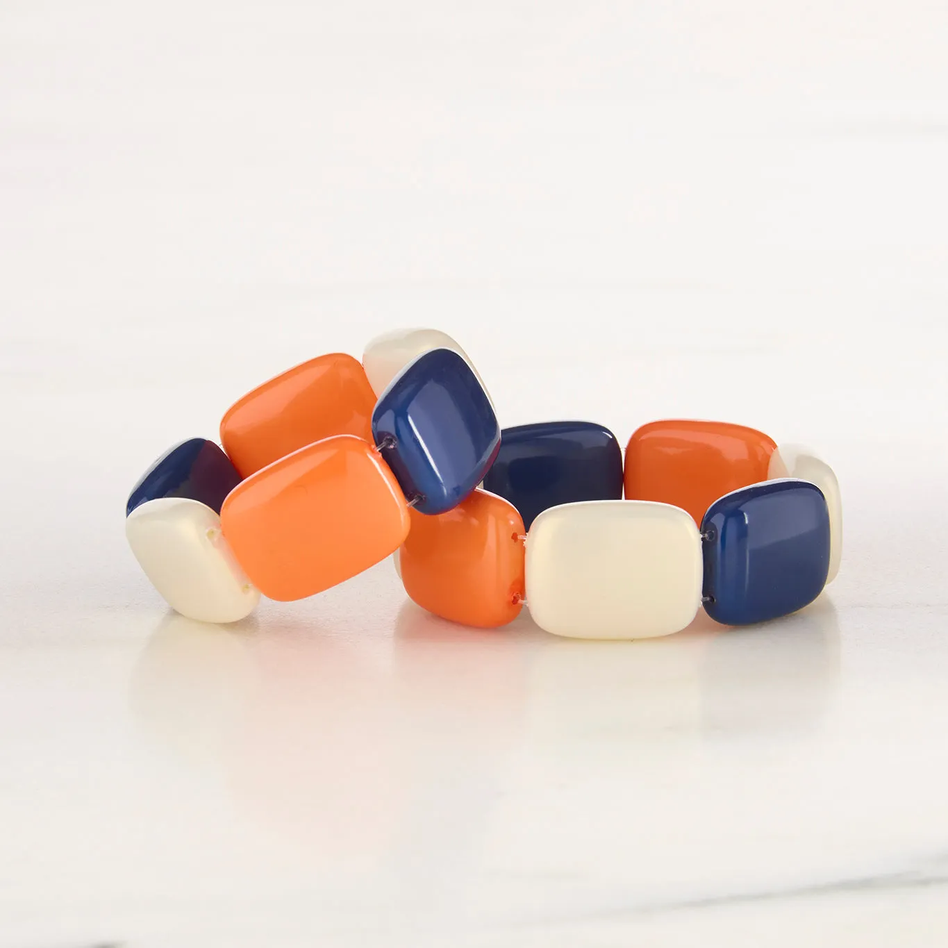 Orange/White/Navy Chicklet Cooling Bracelet-NEW