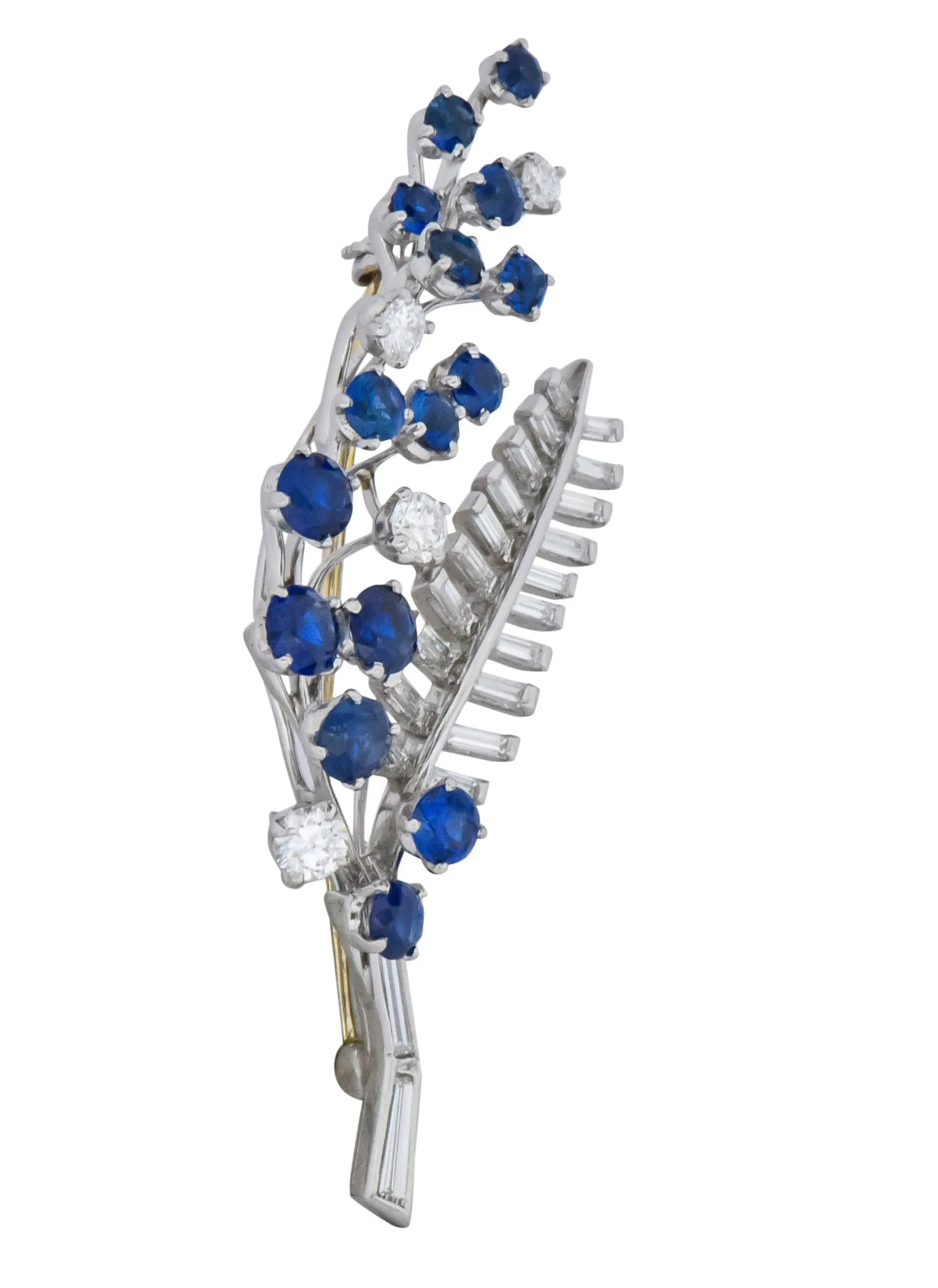 Oscar Heyman 3.40 CTW Sapphire Diamond Platinum Floral Spray Brooch