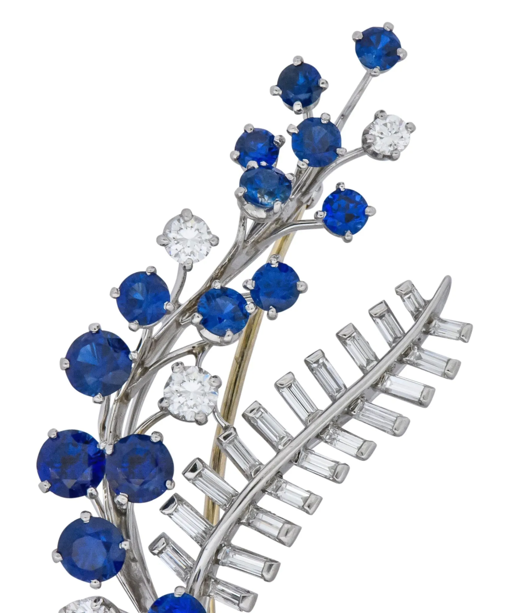 Oscar Heyman 3.40 CTW Sapphire Diamond Platinum Floral Spray Brooch
