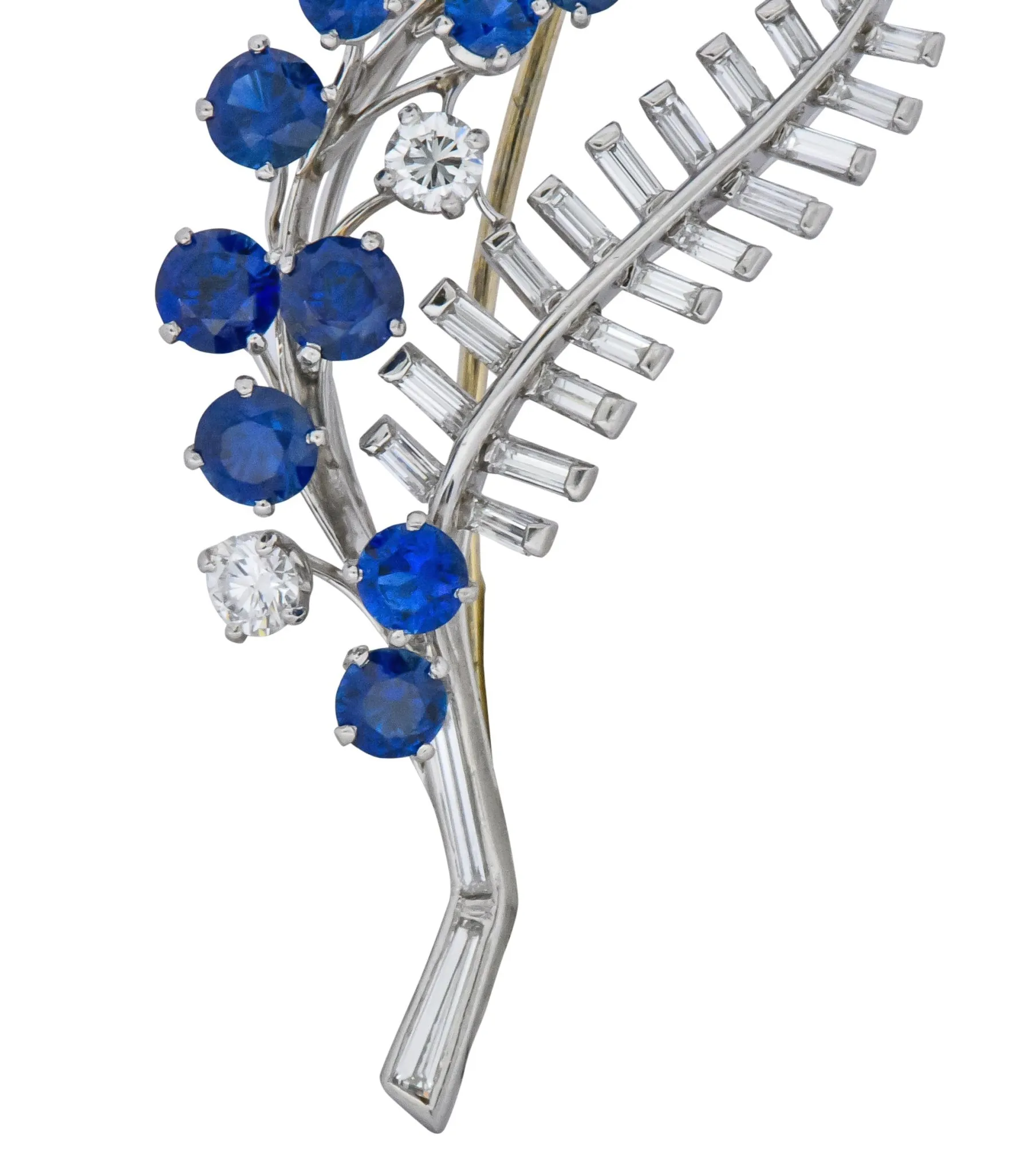 Oscar Heyman 3.40 CTW Sapphire Diamond Platinum Floral Spray Brooch
