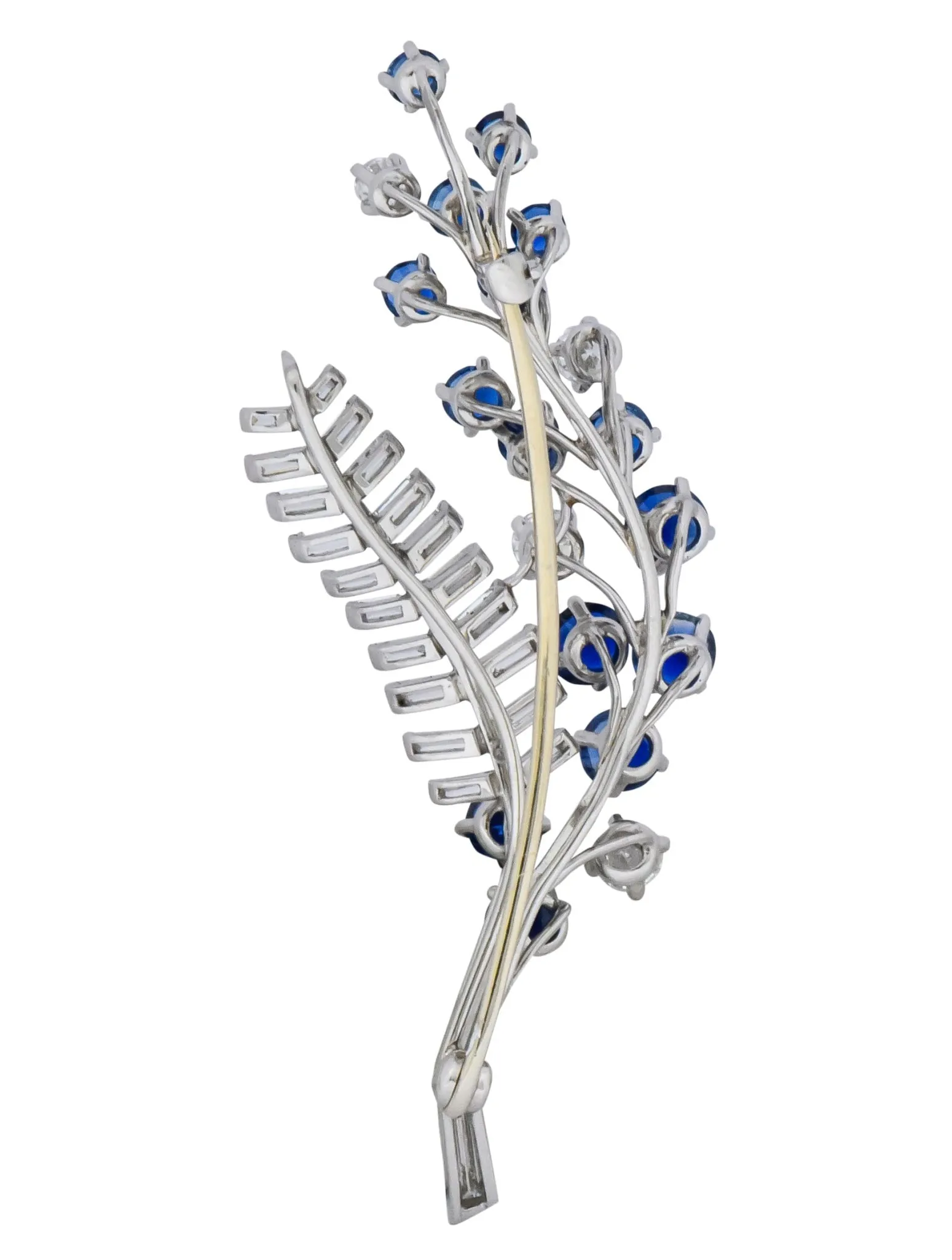 Oscar Heyman 3.40 CTW Sapphire Diamond Platinum Floral Spray Brooch