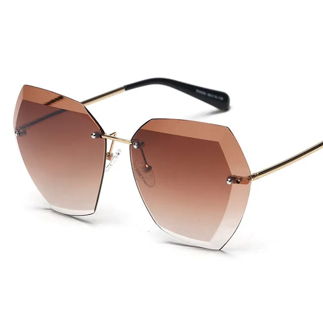 Oversized Women's Fashion Rimless Square Sunglasses