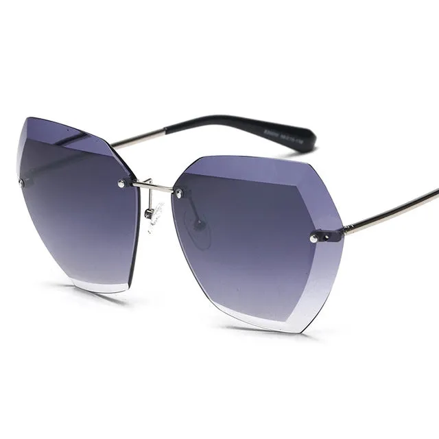 Oversized Women's Fashion Rimless Square Sunglasses