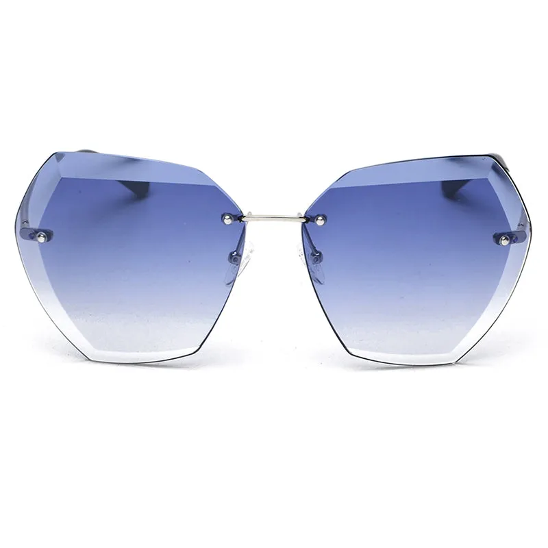 Oversized Women's Fashion Rimless Square Sunglasses