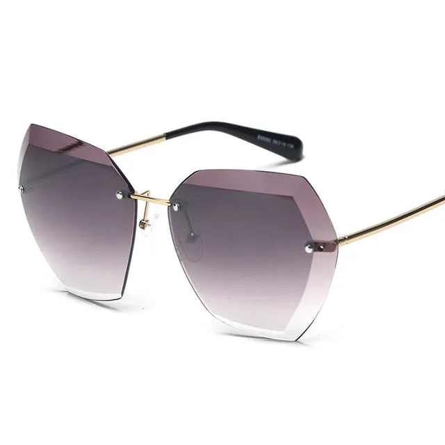 Oversized Women's Fashion Rimless Square Sunglasses