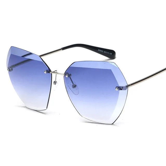 Oversized Women's Fashion Rimless Square Sunglasses