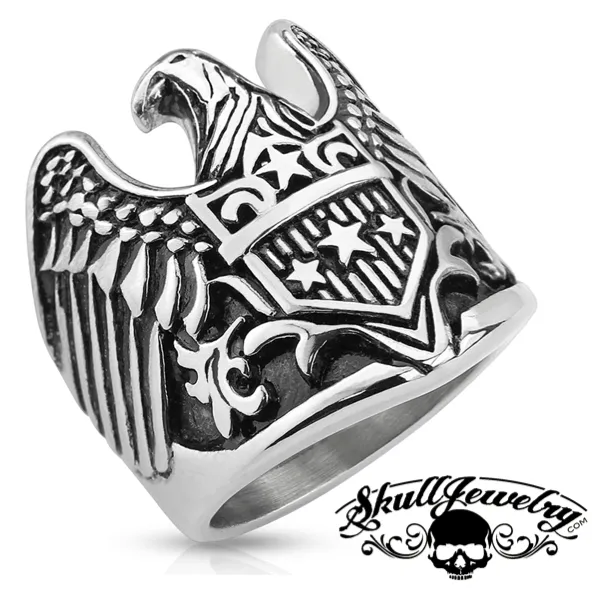 Patriotic Eagle with Shield Stainless Steel Ring (#538)