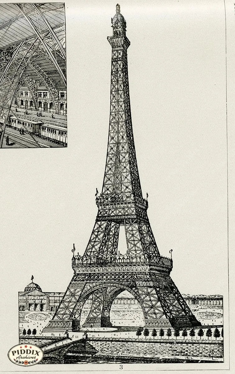 PDXC3622 -- Architecture Engravings Eiffel Tower