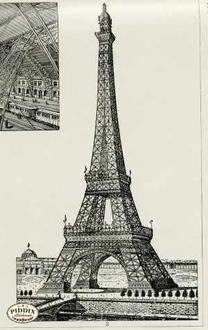 PDXC3622 -- Architecture Engravings Eiffel Tower